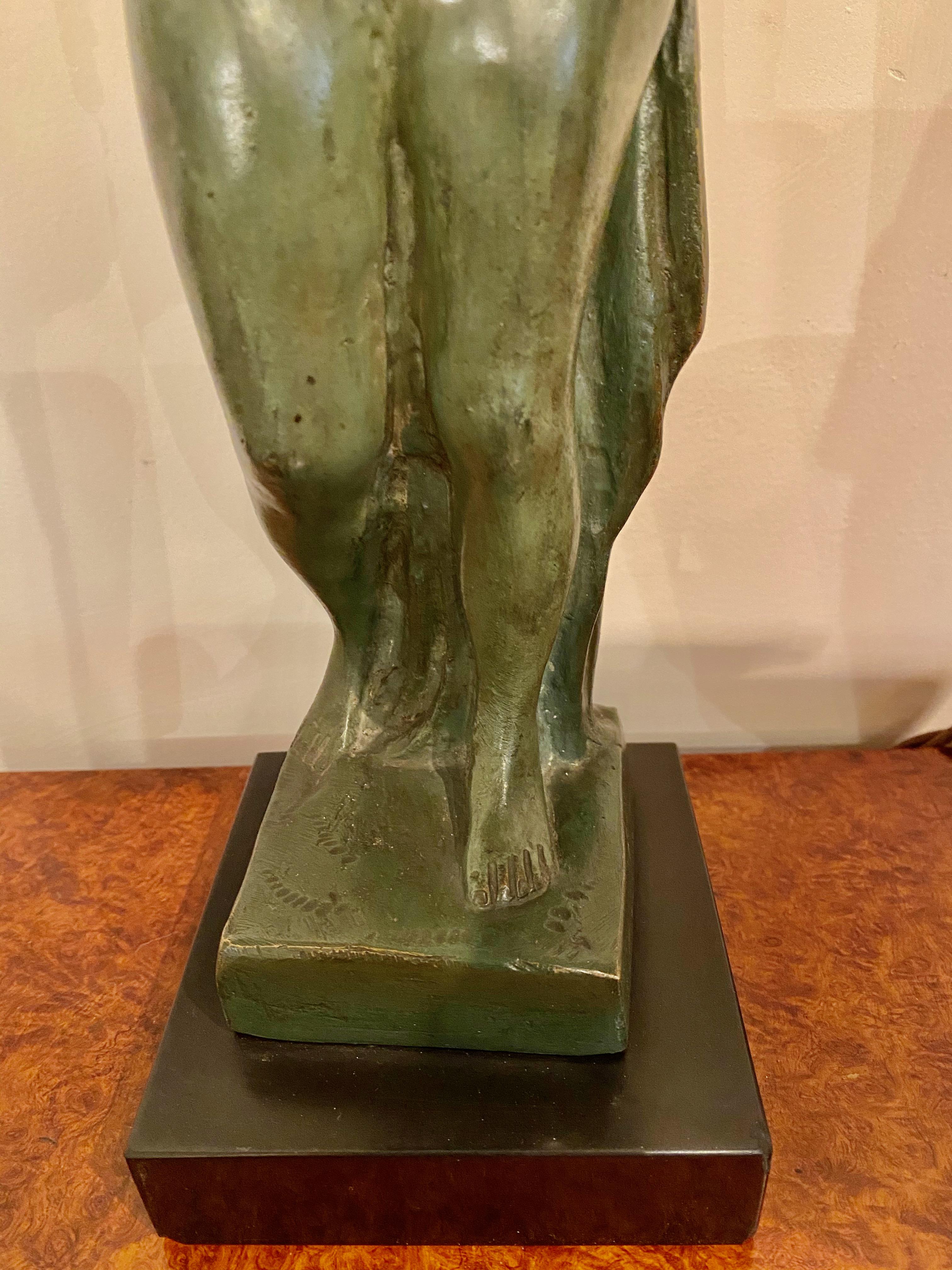 Belgian Art Deco Figure by Eugene Canneel Bronze, 1930s