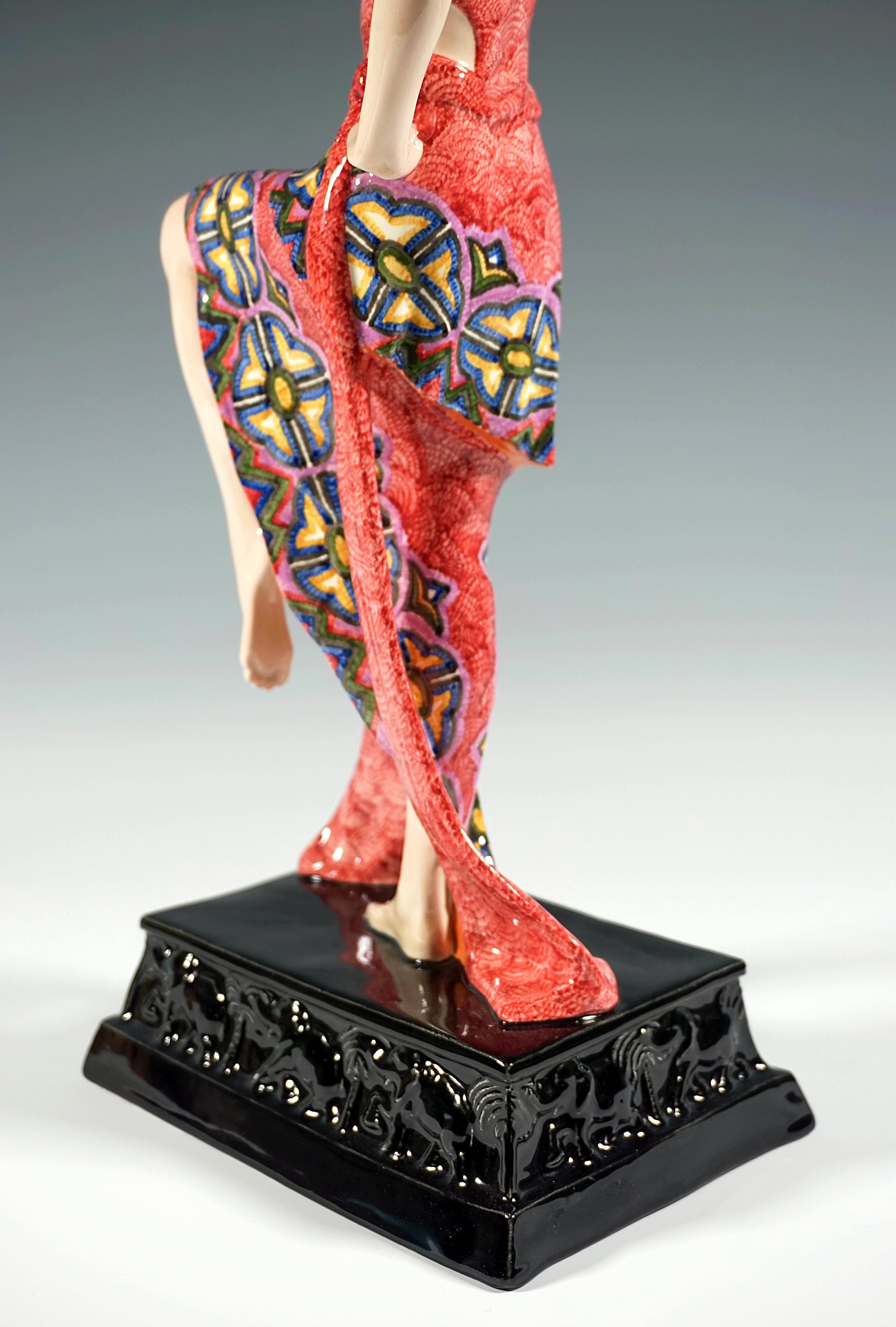 Ceramic Art Déco Figure, Egyptian Temple Dancer by Hafenruckler Goldscheider Vienna 1927