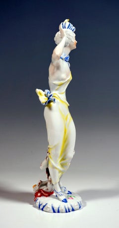 Art Deco Figure, 'Vanity' Lady with Monkey, Vally Wieselthier, Augarten Vienna