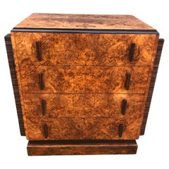 Art Deco Figured Walnut and Maccassar Chest of Drawers