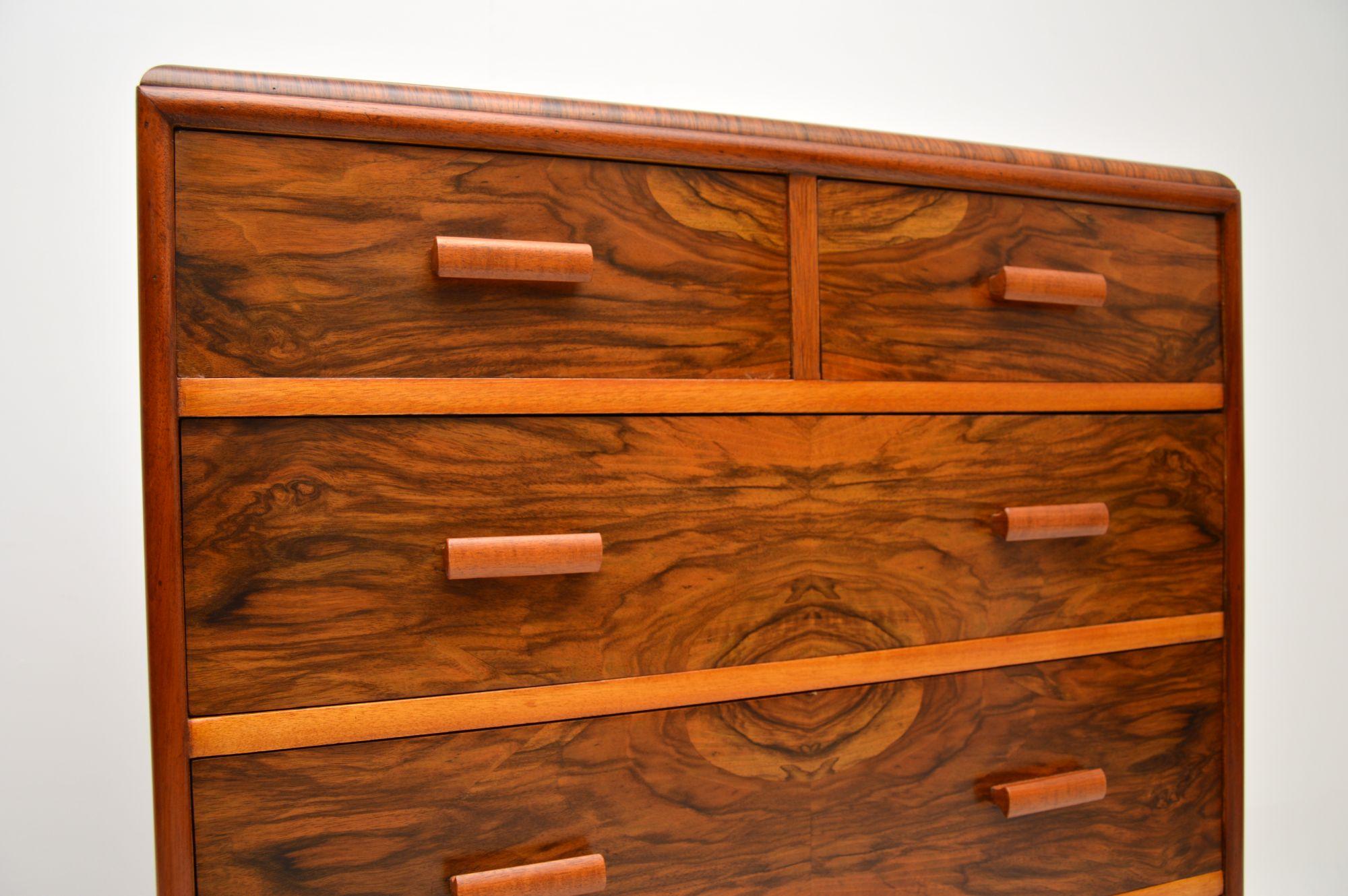 Art Deco Figured Walnut Chest of Drawers For Sale 5