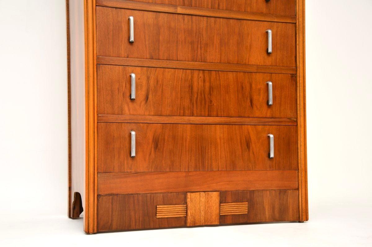 Art Deco Figured Walnut Chest of Drawers For Sale 6