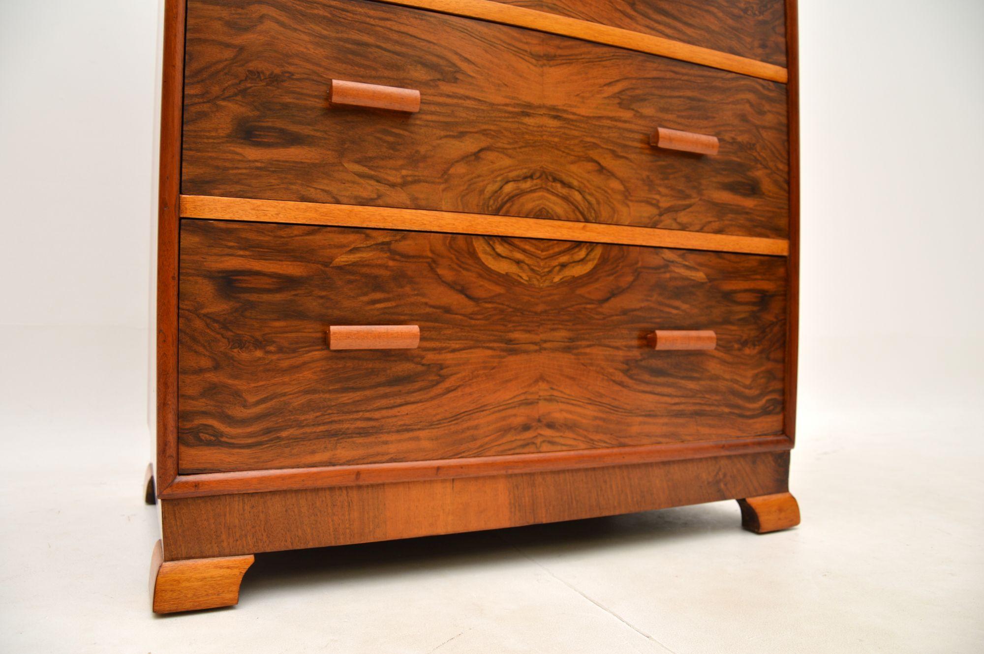 Art Deco Figured Walnut Chest of Drawers For Sale 7
