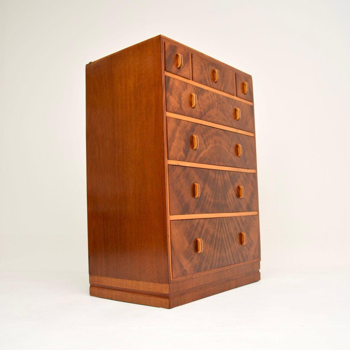 British Art Deco Figured Walnut Chest of Drawers For Sale