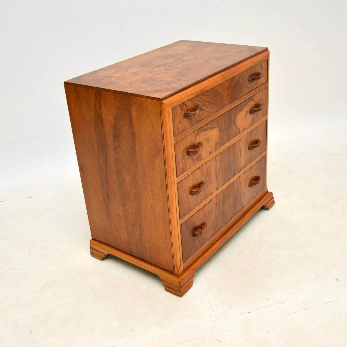 British Art Deco Figured Walnut Chest of Drawers
