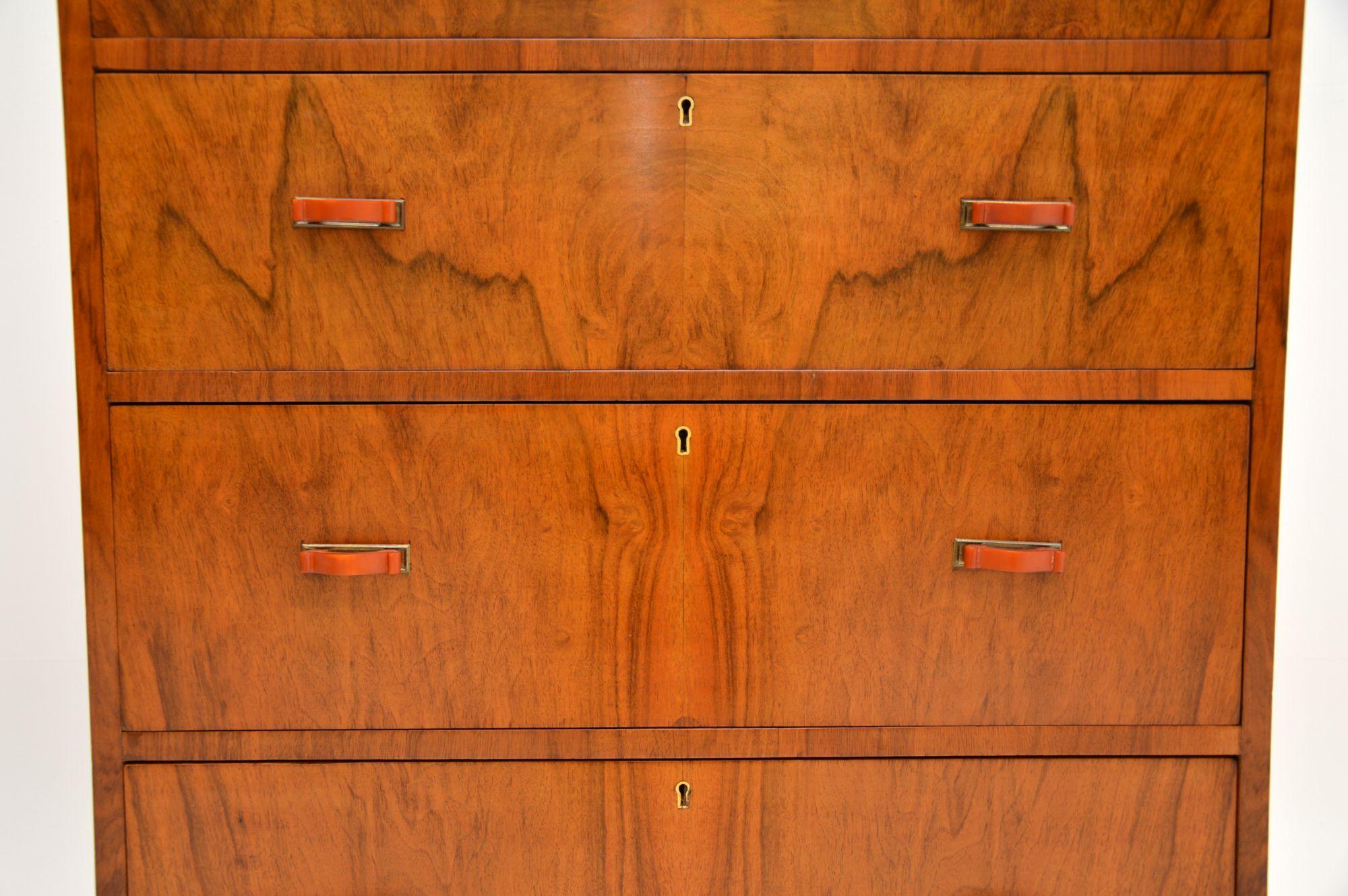 Early 20th Century Art Deco Figured Walnut Chest of Drawers