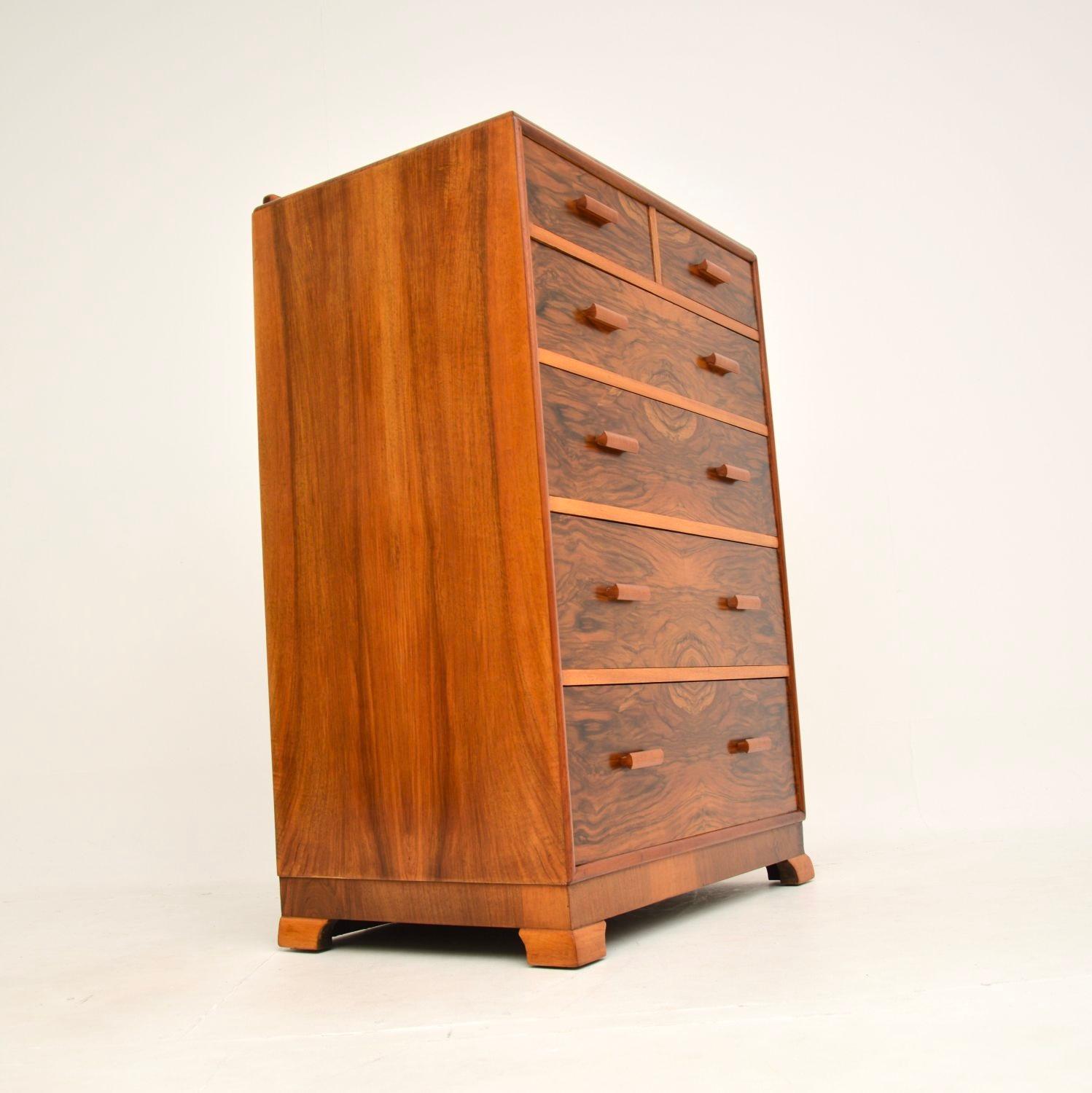 Early 20th Century Art Deco Figured Walnut Chest of Drawers For Sale