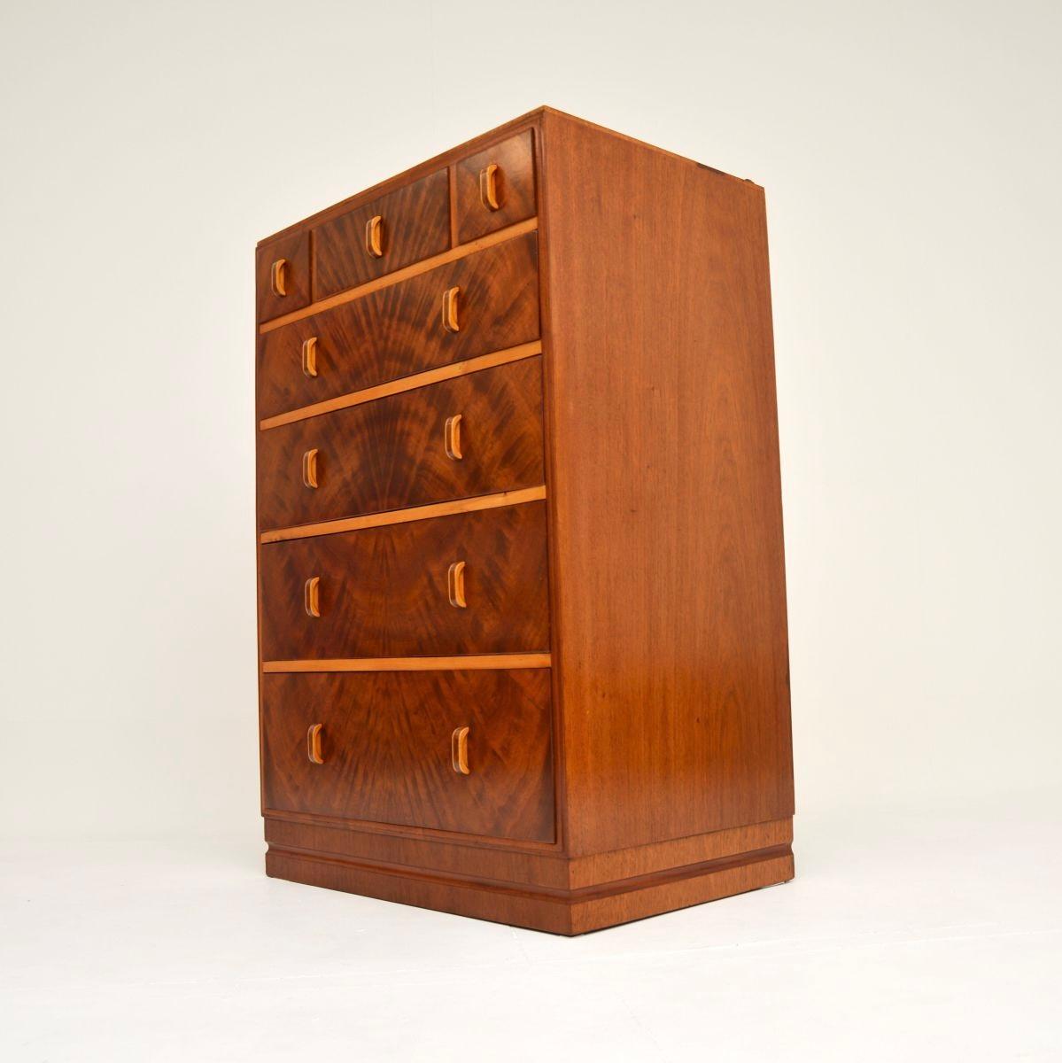 Early 20th Century Art Deco Figured Walnut Chest of Drawers For Sale