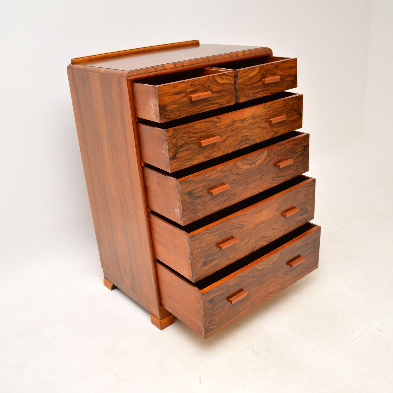 Art Deco Figured Walnut Chest of Drawers For Sale 2