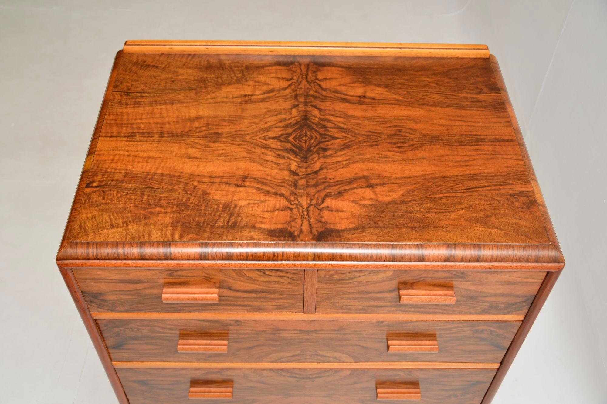 Art Deco Figured Walnut Chest of Drawers For Sale 4