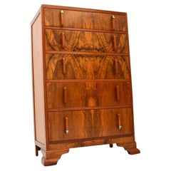 Antique Art Deco Figured Walnut Chest of Drawers