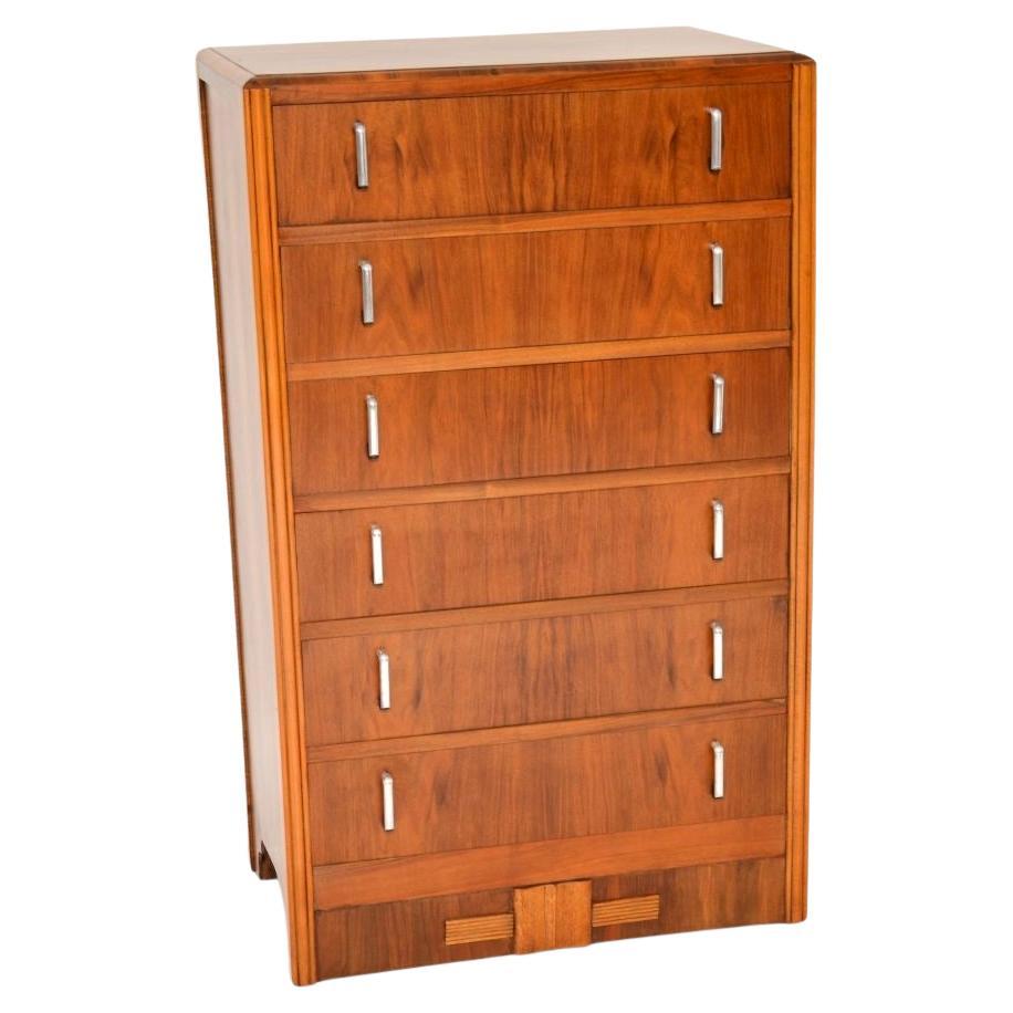 Art Deco Figured Walnut Chest of Drawers For Sale