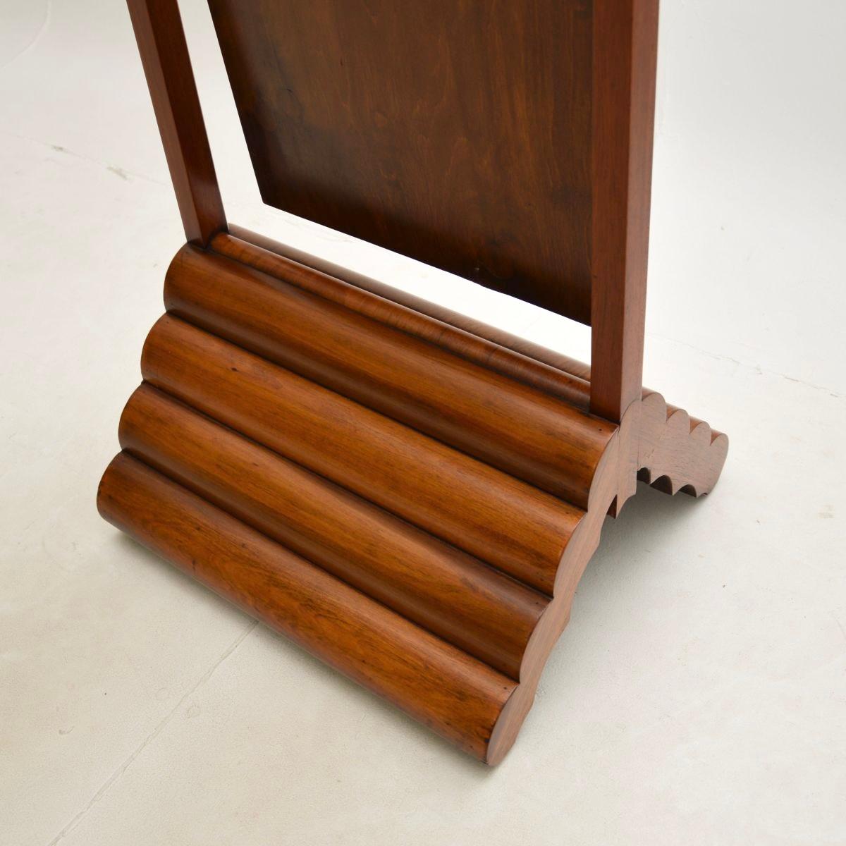 Art Deco Figured Walnut Cheval Floor Mirror 4