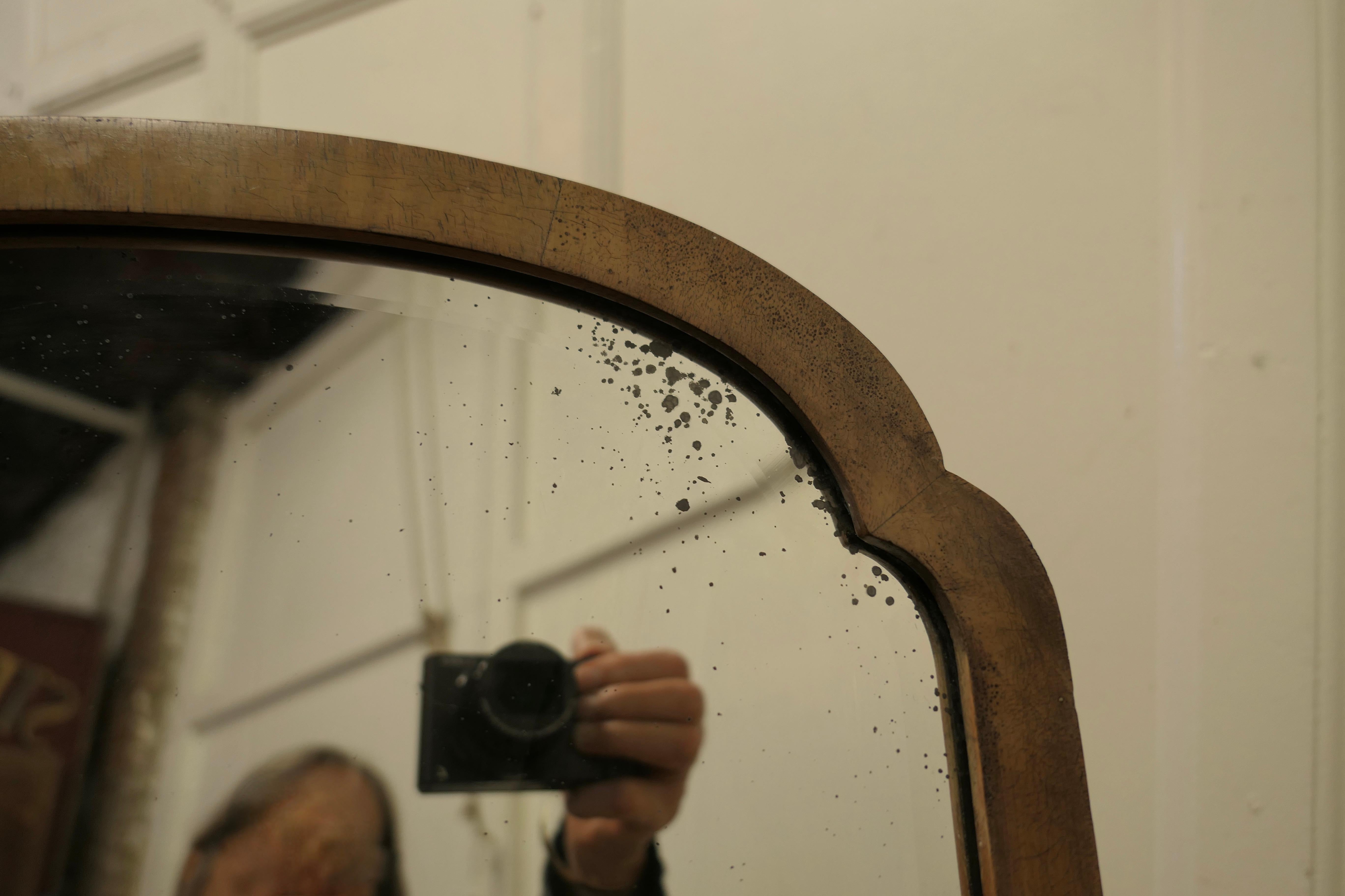 20th Century Art Deco Figured Walnut Cheval Mirror