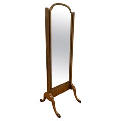 Art Deco Figured Walnut Cheval Mirror