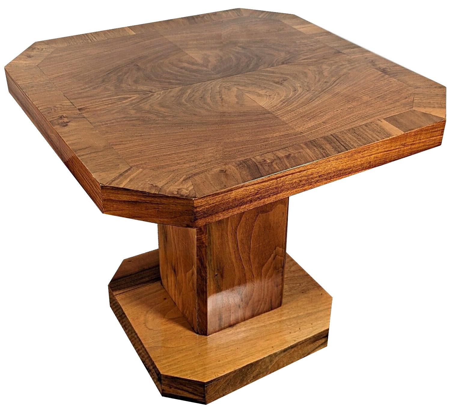 Fabulous and totally original 1930s Art Deco walnut occasional table originating from England, UK. This table is ideal for modern day use either as a coffee table or center table. The veneers are an absolute delight with figuring on every angle, the