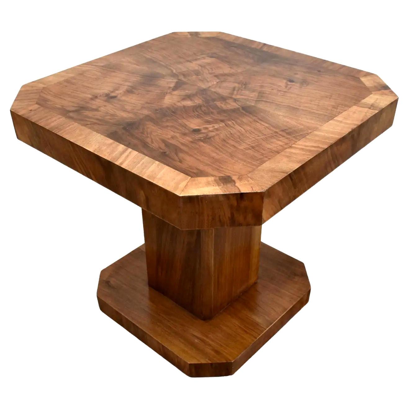 20th Century Art Deco Figured Walnut Coffee Table, c1930s, English For Sale