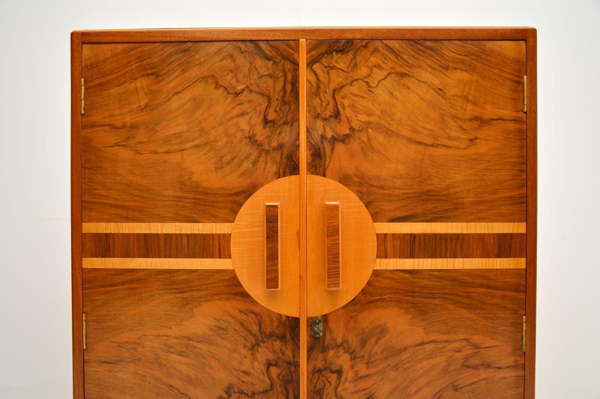 English Art Deco Figured Walnut Compactum Wardrobe