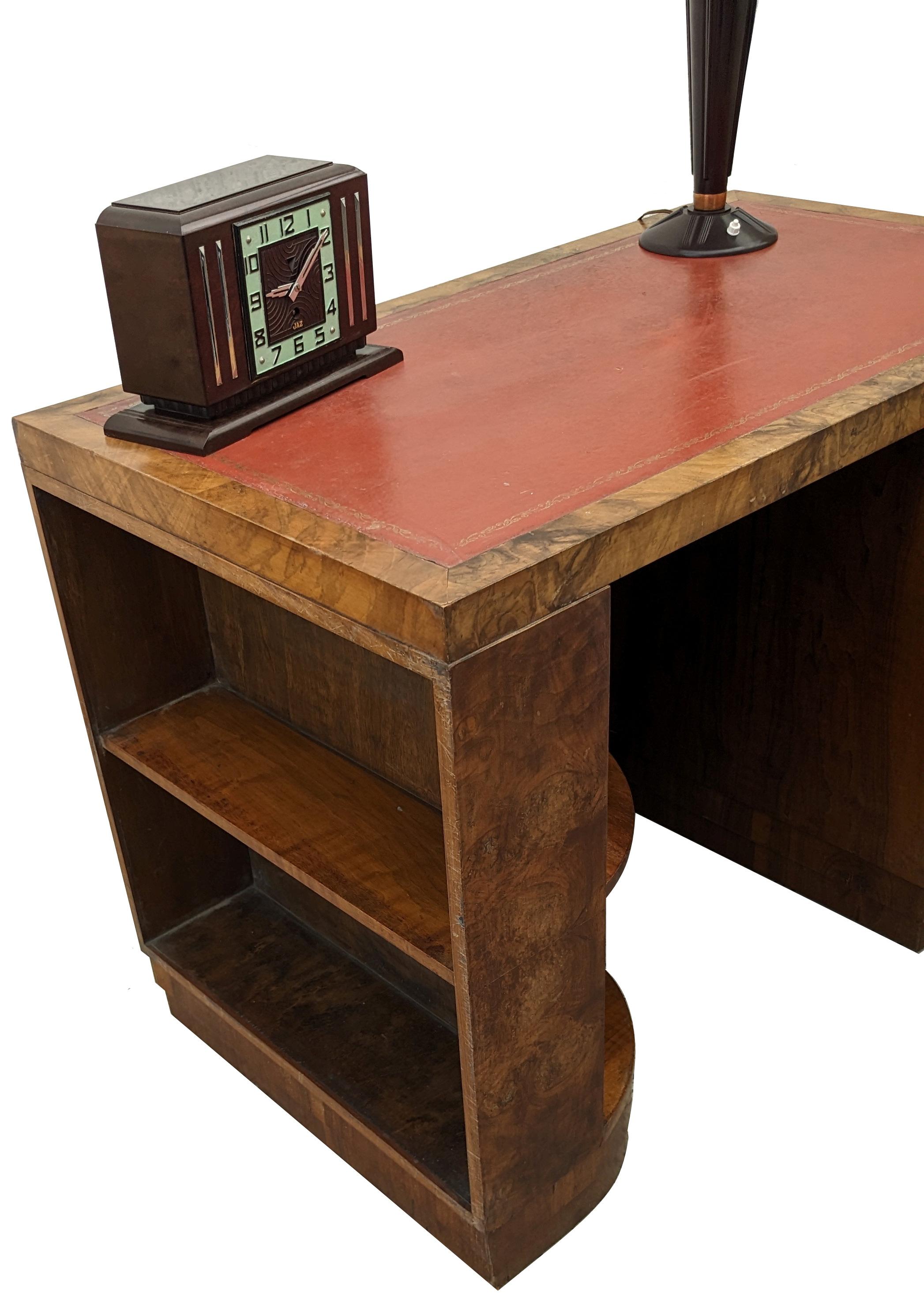 Art Deco Figured Walnut Desk, English, c1930 For Sale 5