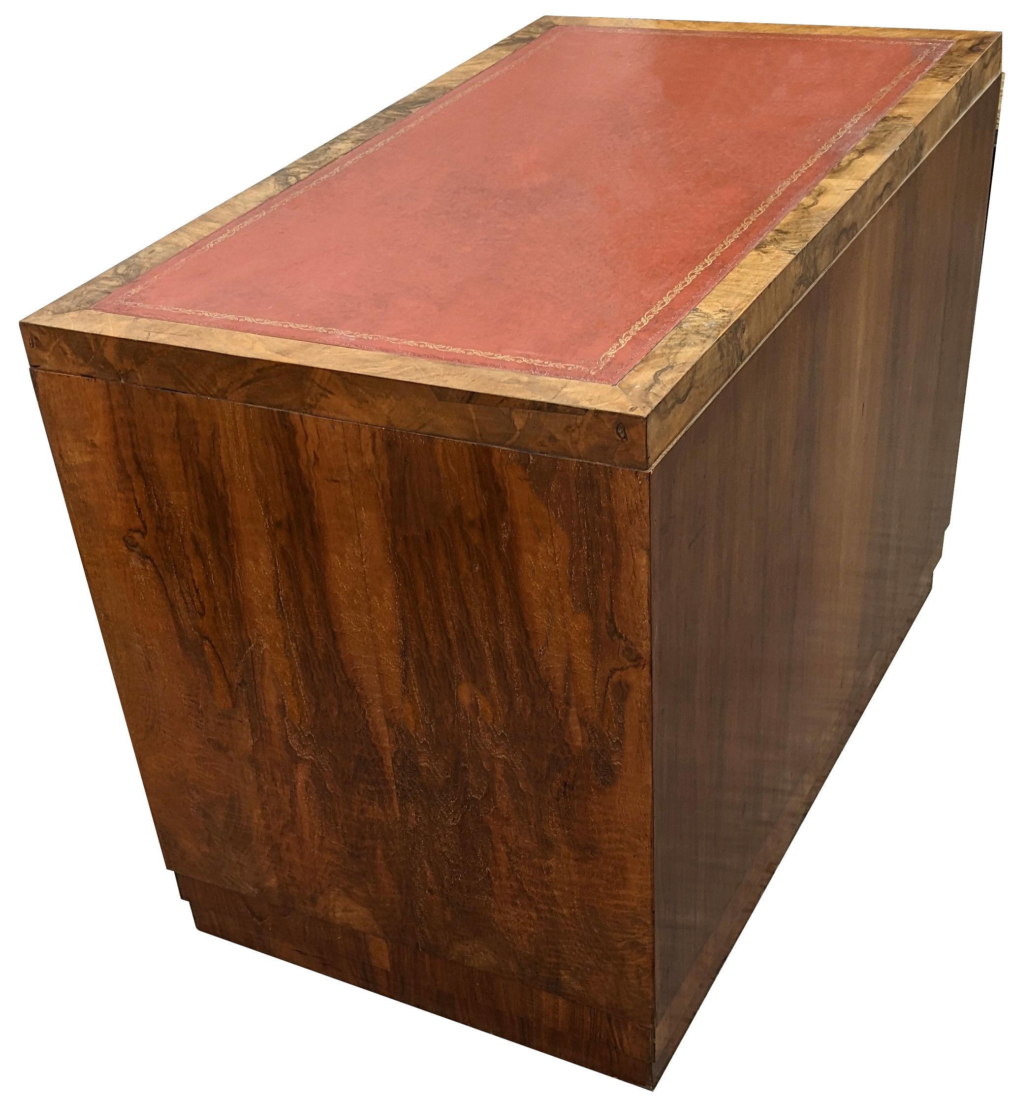 Art Deco Figured Walnut Desk, English, c1930 For Sale 8
