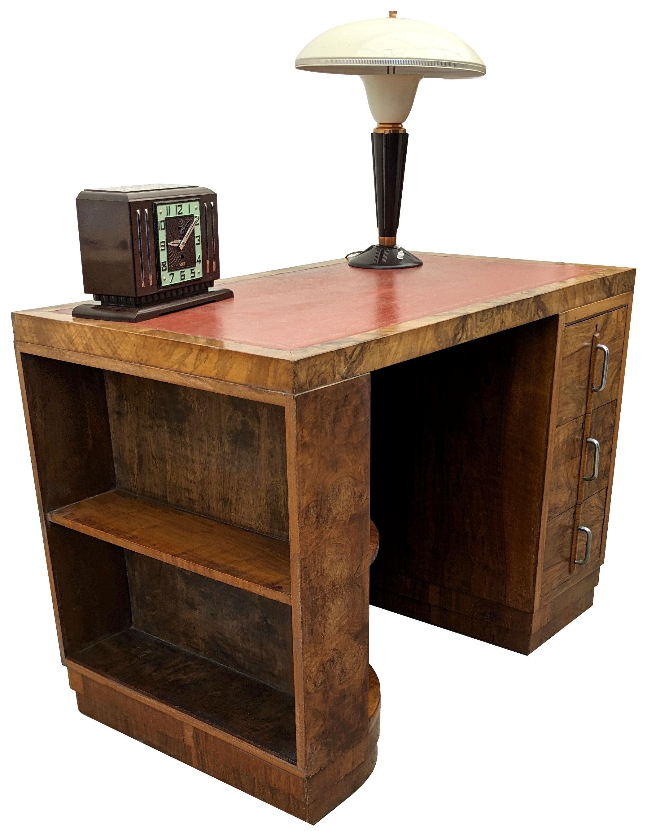 Art Deco Figured Walnut Desk, English, c1930 For Sale 2