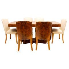Art Deco Figured Walnut Dining Table and 6 Chairs by Harry
Lou Epstein Art Deco Figured Walnut Dining Table and 6 Chairs by Harry
Lou Epstein