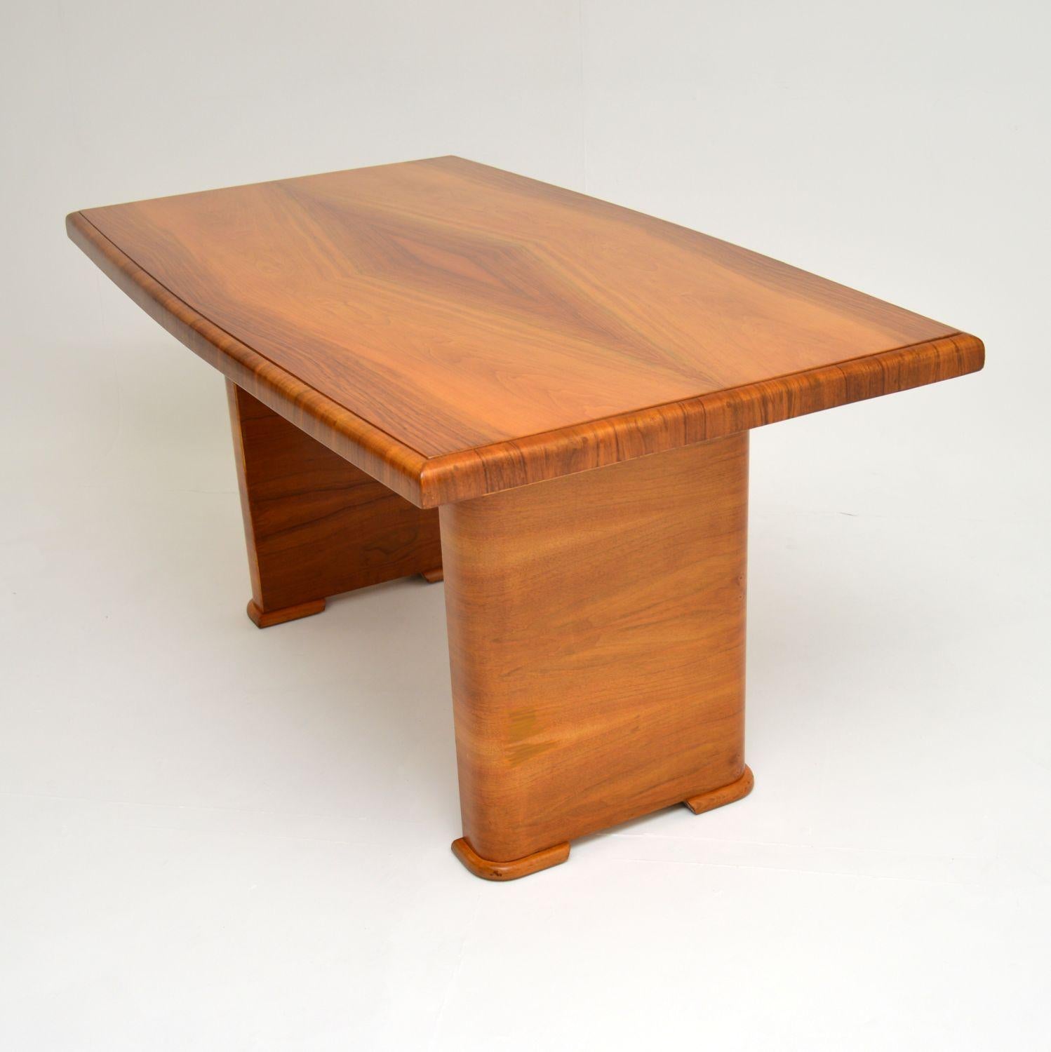 English Art Deco Figured Walnut Dining Table / Desk
