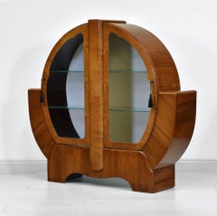 Art-Déco-Vi Vitrinenschrank aus Walnussholz, England, 1930er Jahre
