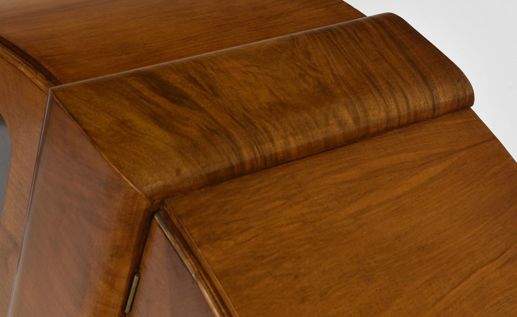 Art Deco Figured Walnut Display Cabinet England 1930s 2