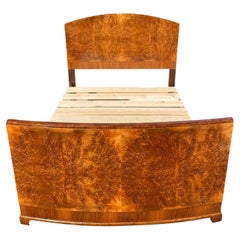 Art Deco Figured walnut double bed