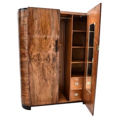 Art Deco Figured Walnut Double Wardrobe, English, c1930