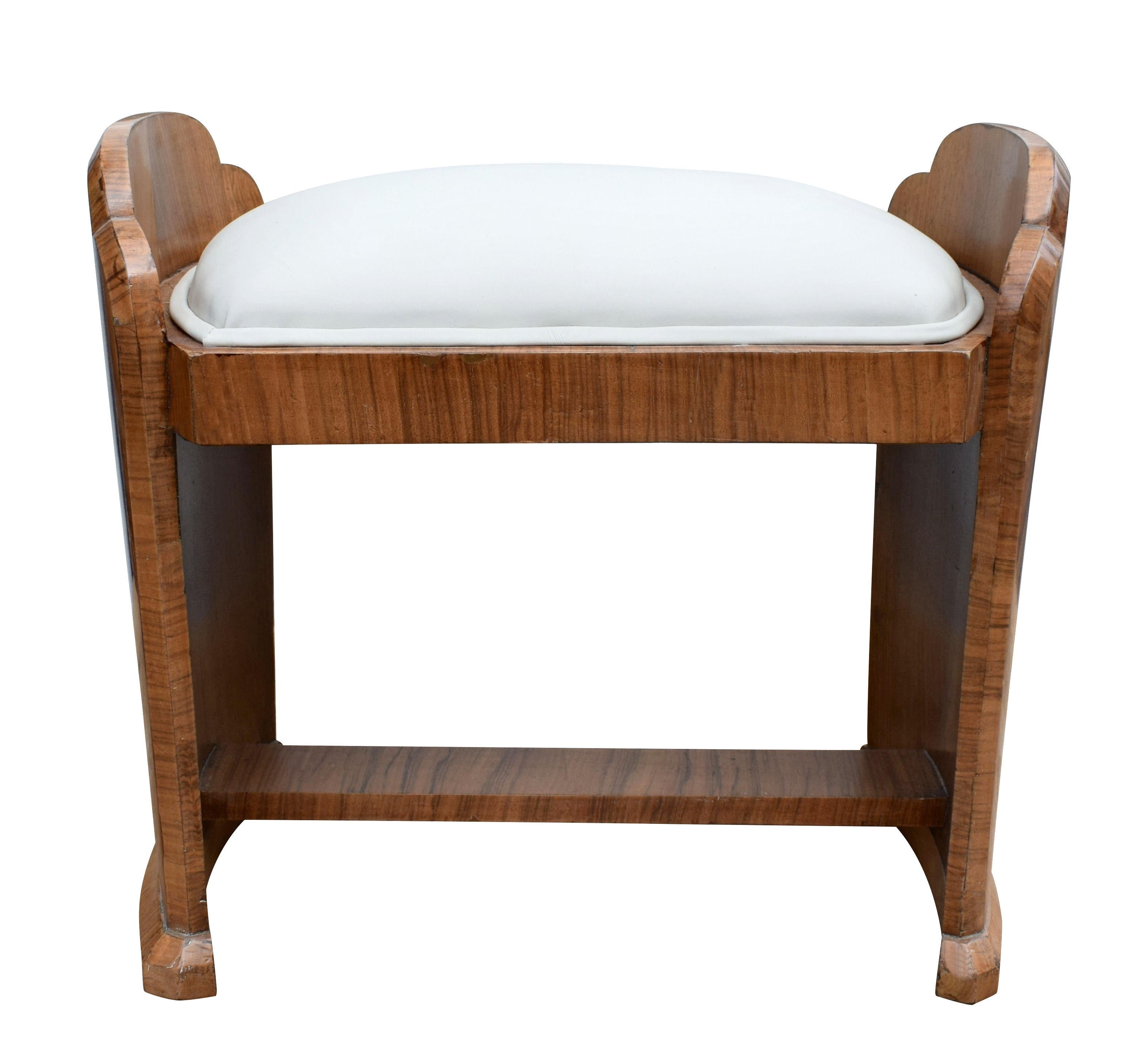 20th Century Art Deco Figured Walnut Dressing Stool, circa 1930