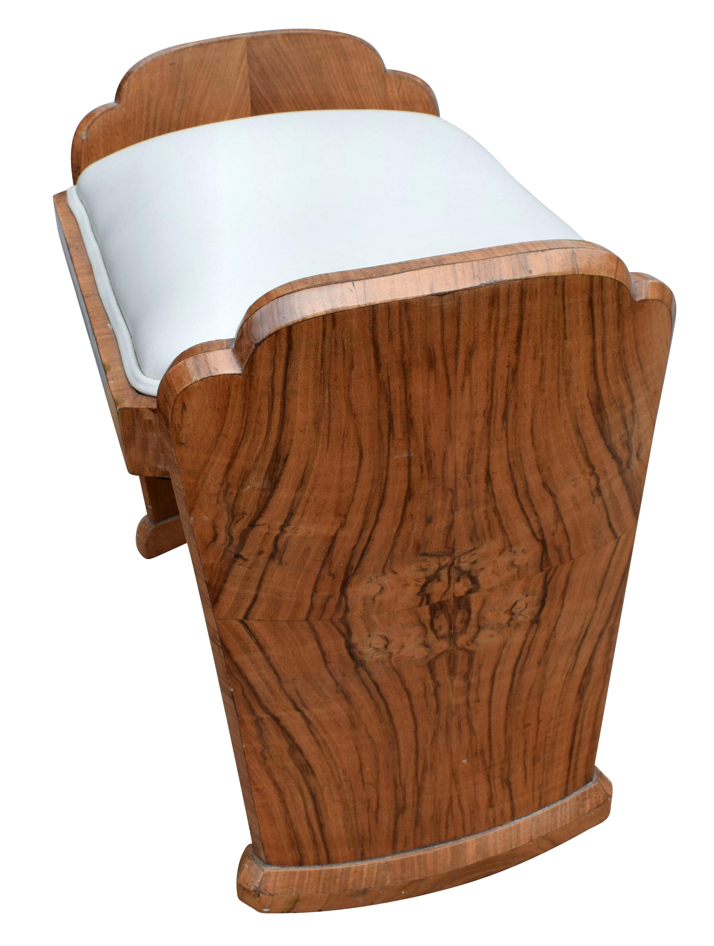 Art Deco Figured Walnut Dressing Stool, circa 1930 1