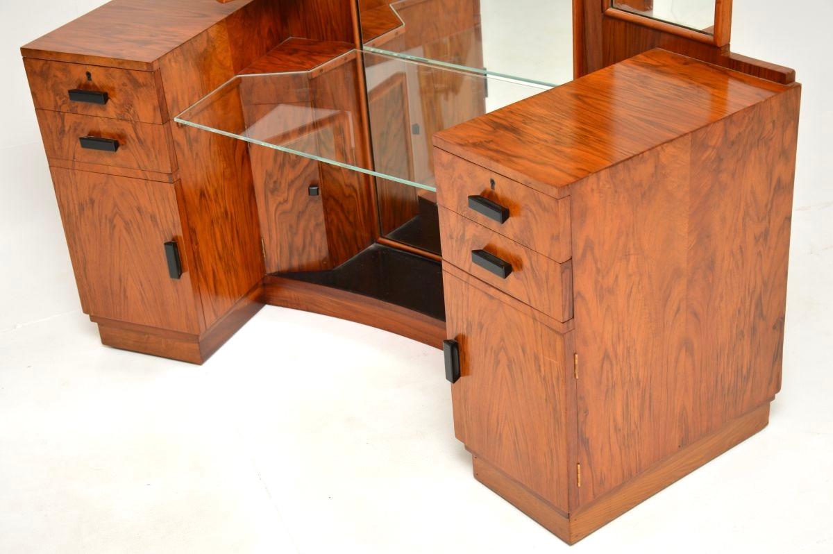 Art Deco Figured Walnut Dressing Table For Sale 4