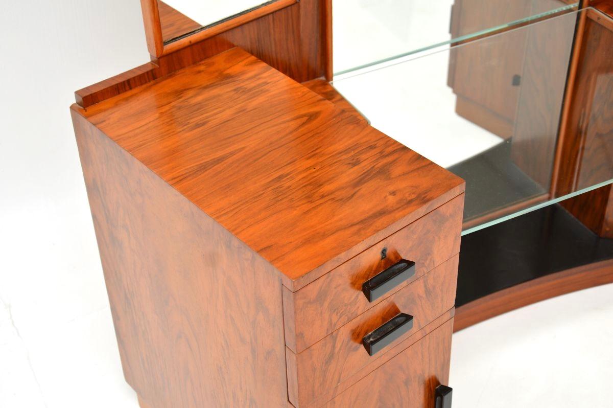 Art Deco Figured Walnut Dressing Table For Sale 1