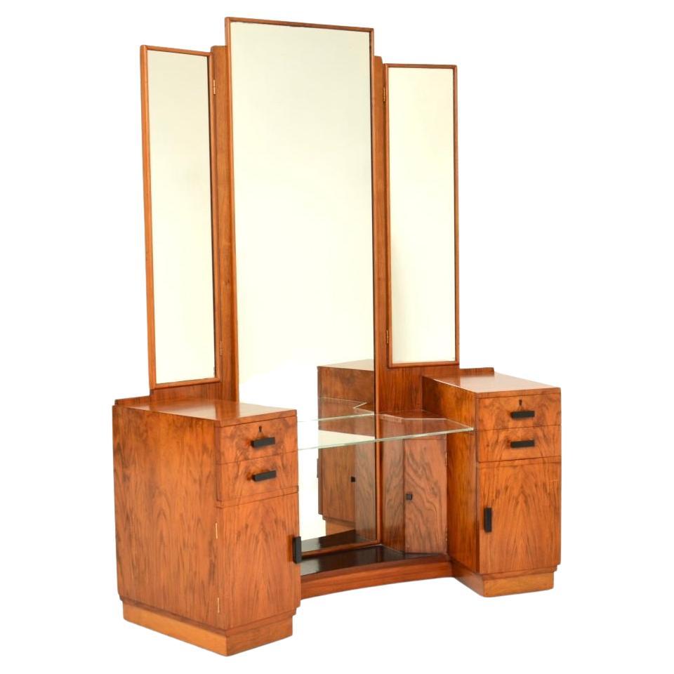Art Deco Figured Walnut Dressing Table For Sale
