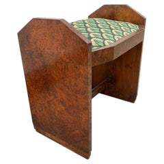 Art Deco Frisiertisch Hocker aus Nussbaum, Englisch, um 1930