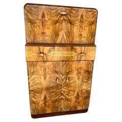 Art Deco Figured Walnut Dry Bar Cocktail Cabinet, English, c1930
