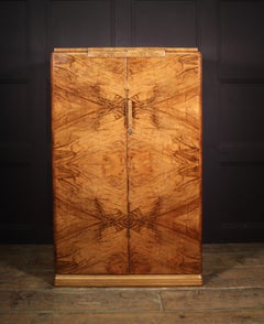 Art Deco Figured Walnut Gentleman's Dressing Cupboard