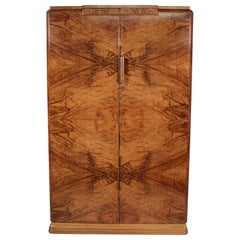 Art Deco Figured Walnut Gentleman
s Dressing Cupboard