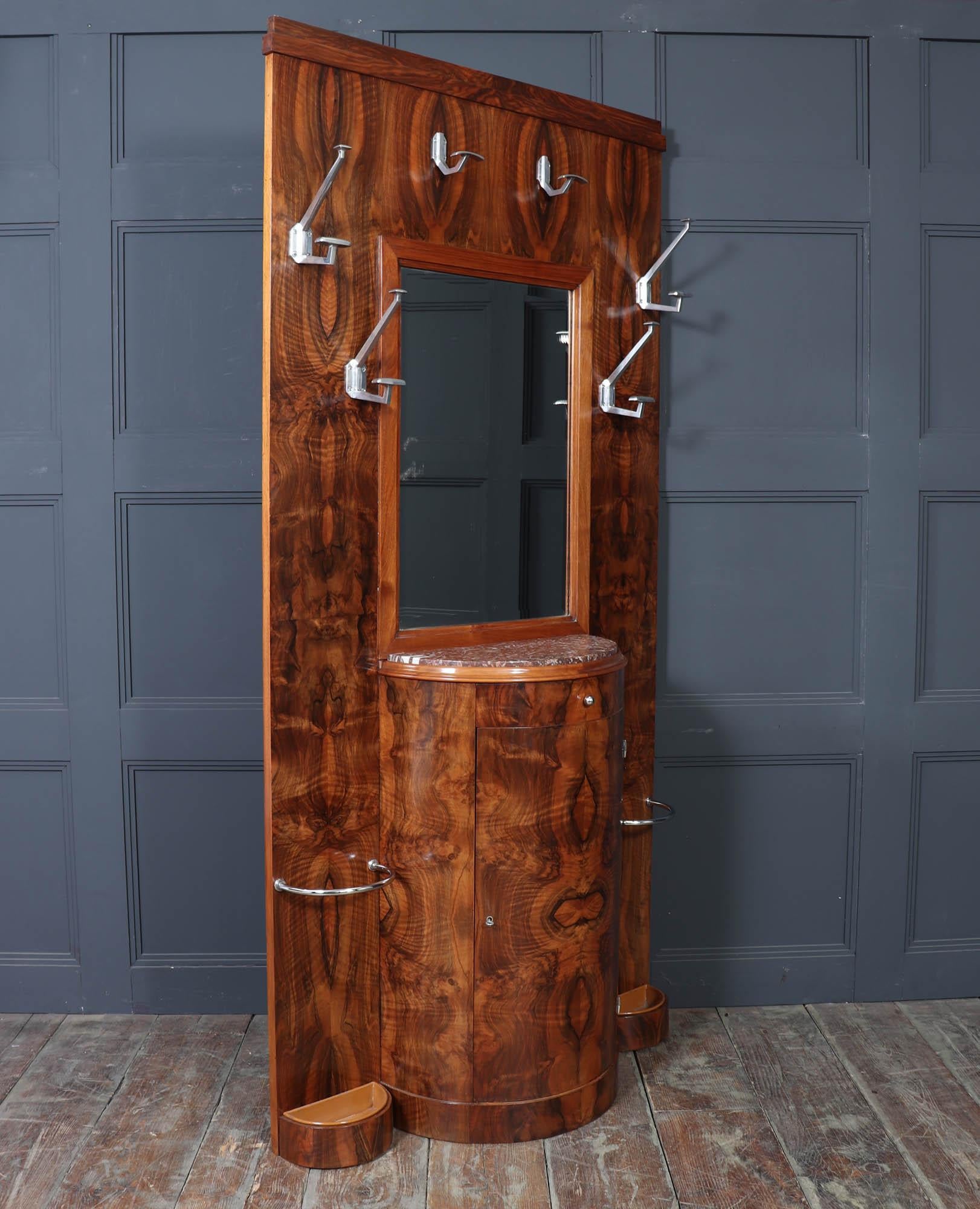 Art Deco Figured Walnut Hall Stand, 1930s For Sale 6
