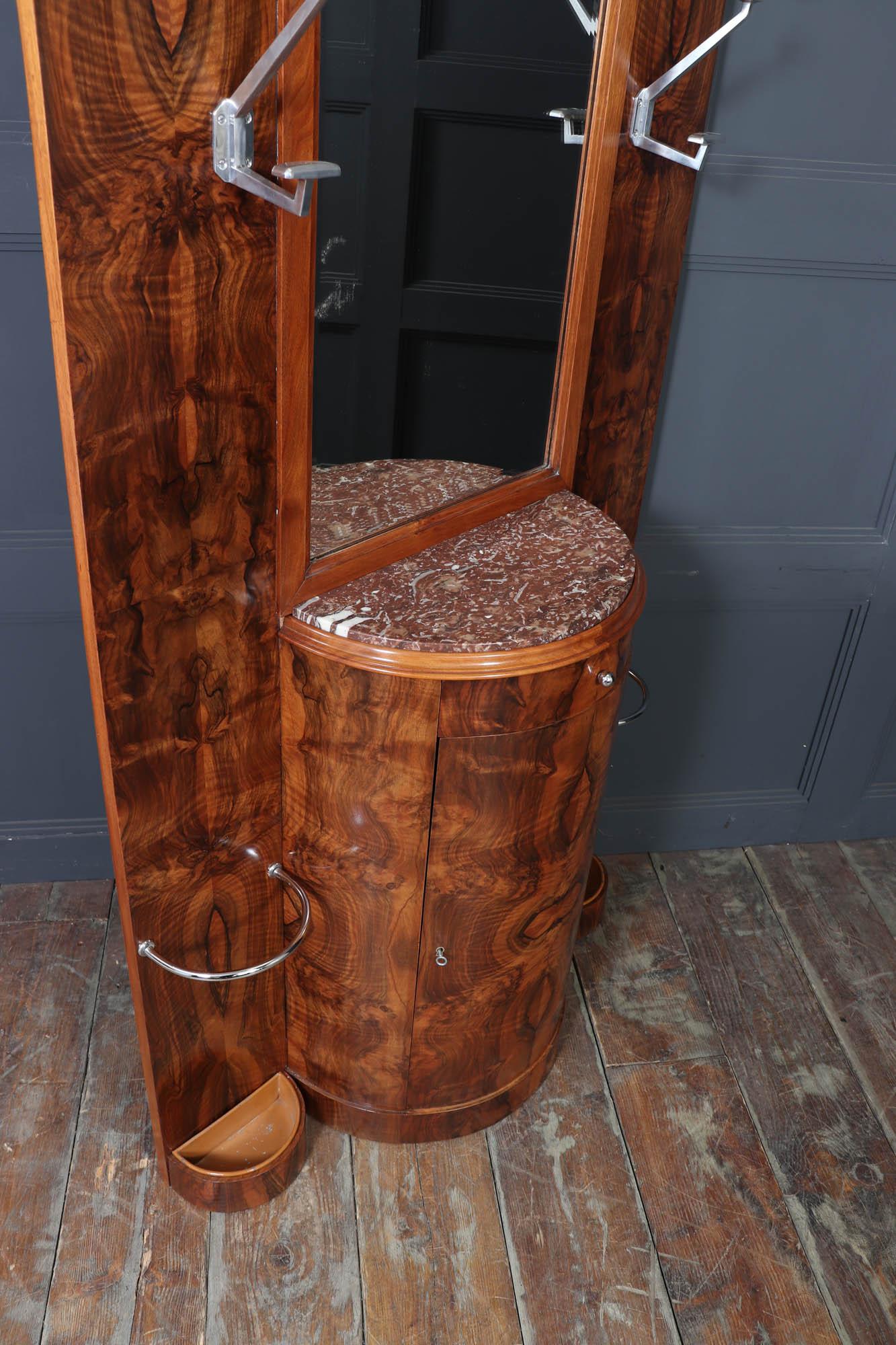 Art Deco Figured Walnut Hall Stand, 1930s For Sale 7