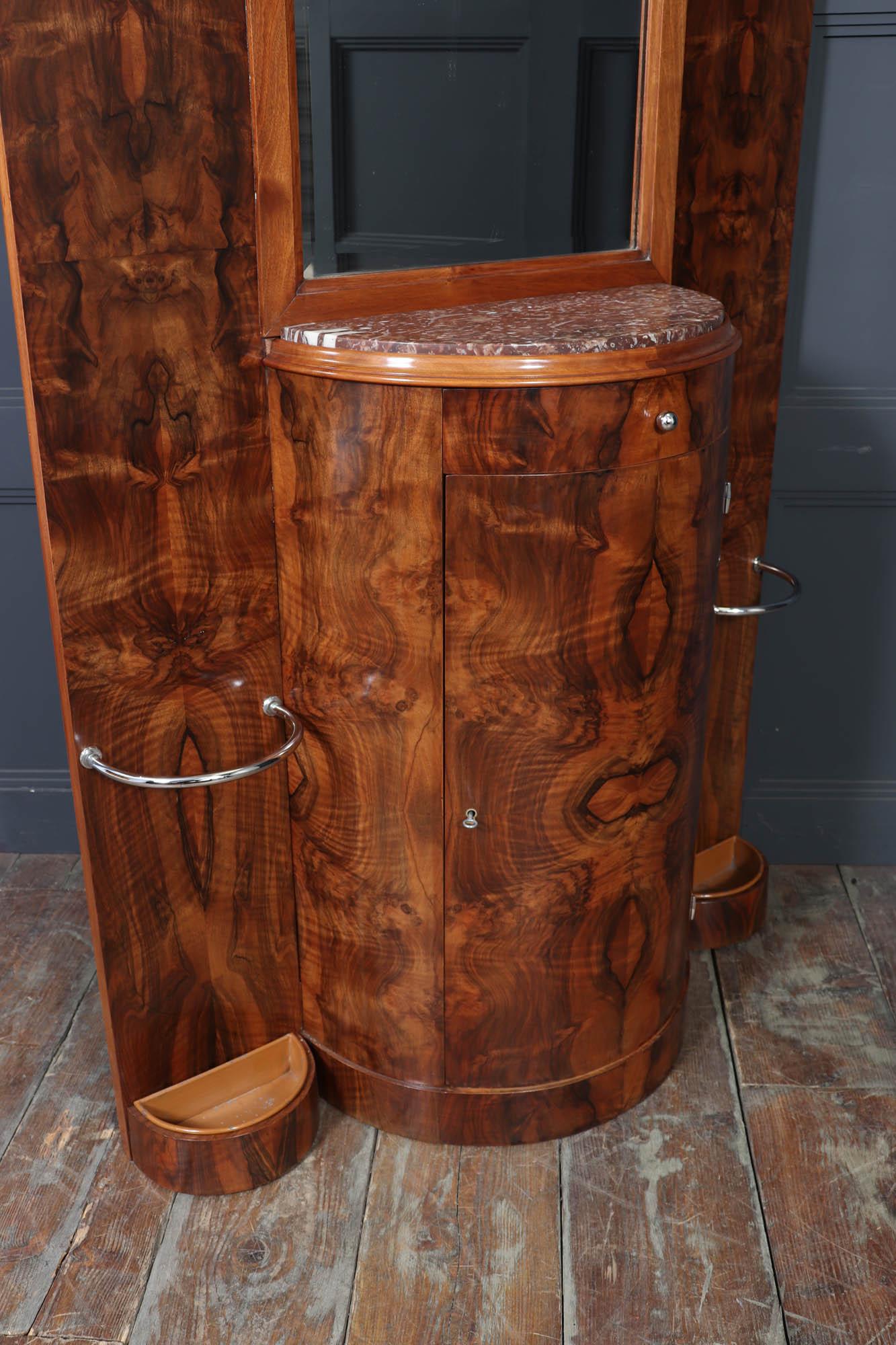 Art Deco Figured Walnut Hall Stand, 1930s For Sale 9