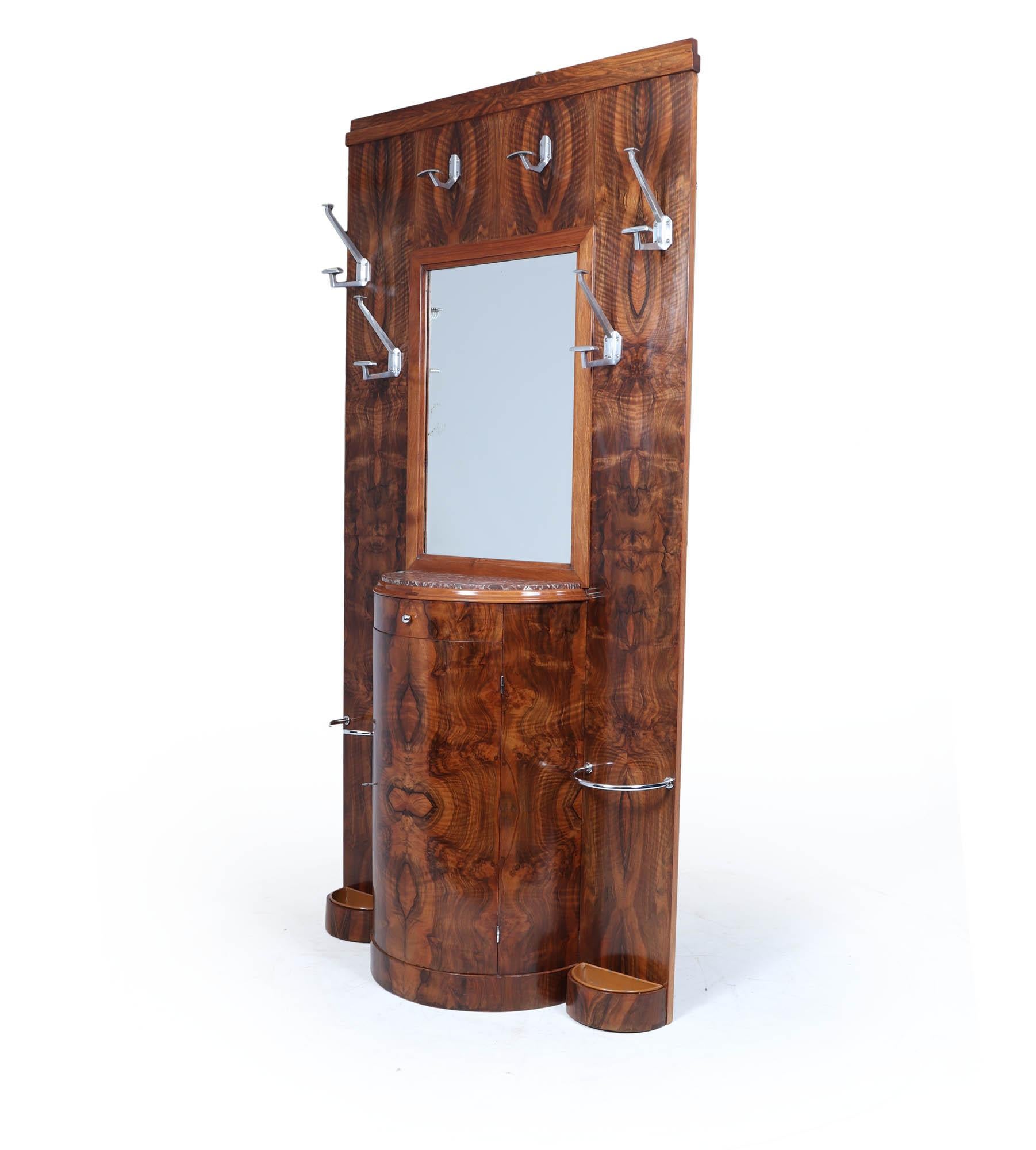 Art Deco Figured Walnut Hall Stand, 1930s For Sale 10