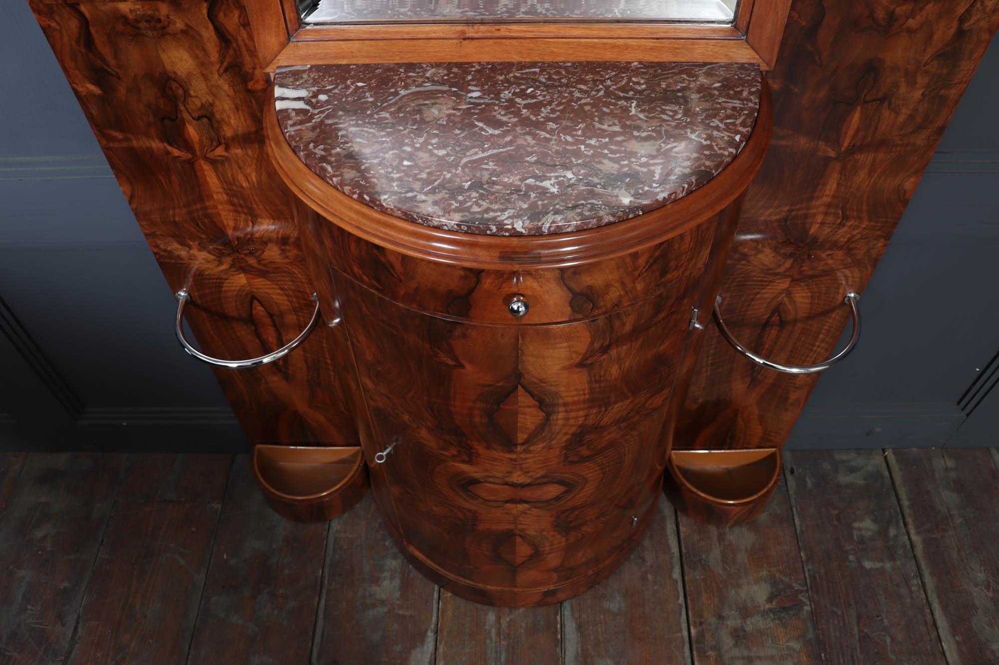 Art Deco Figured Walnut Hall Stand, 1930s In Excellent Condition For Sale In Paddock Wood Tonbridge, GB