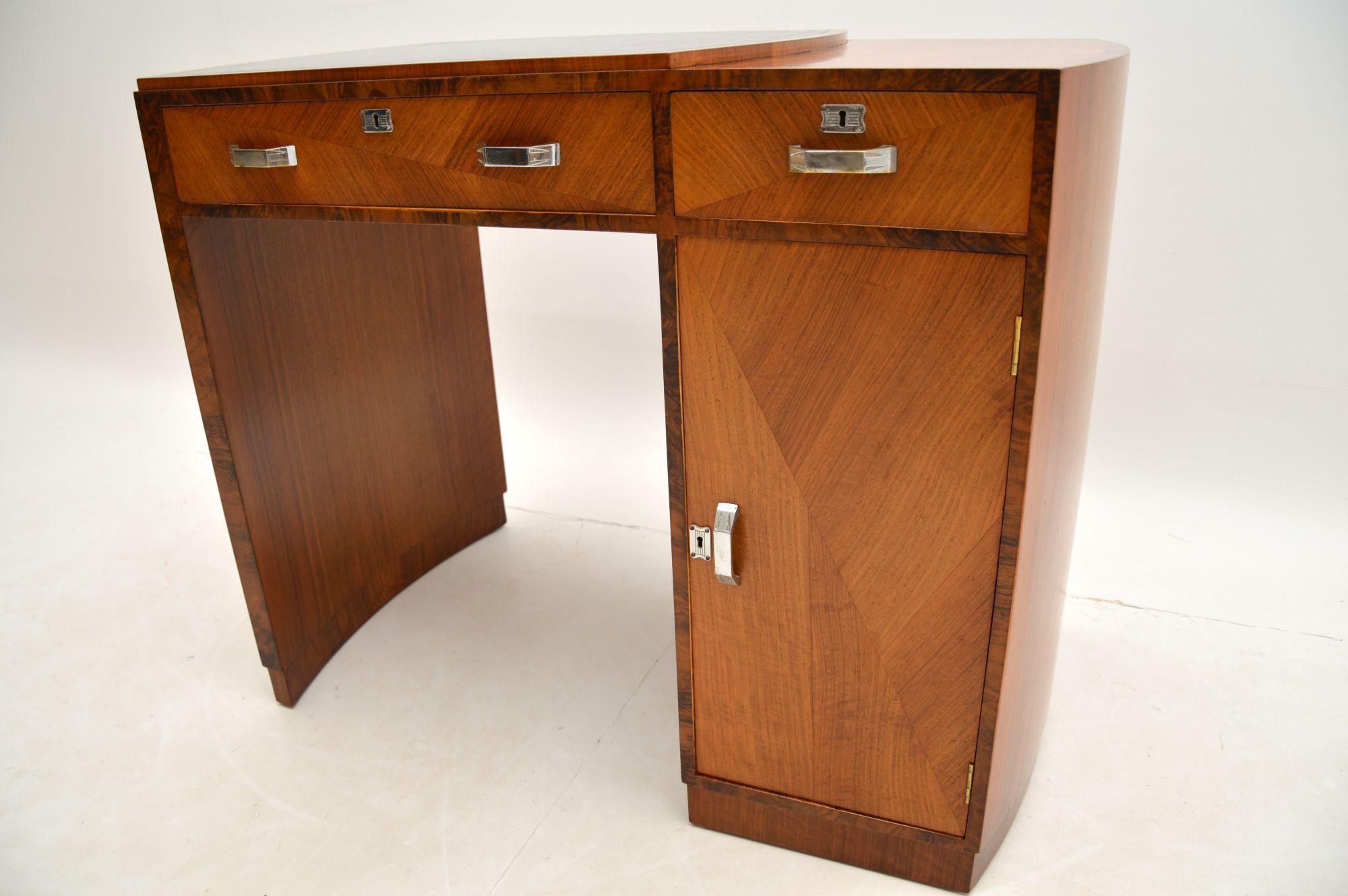 Art Deco Figured Walnut & Leather Desk 5
