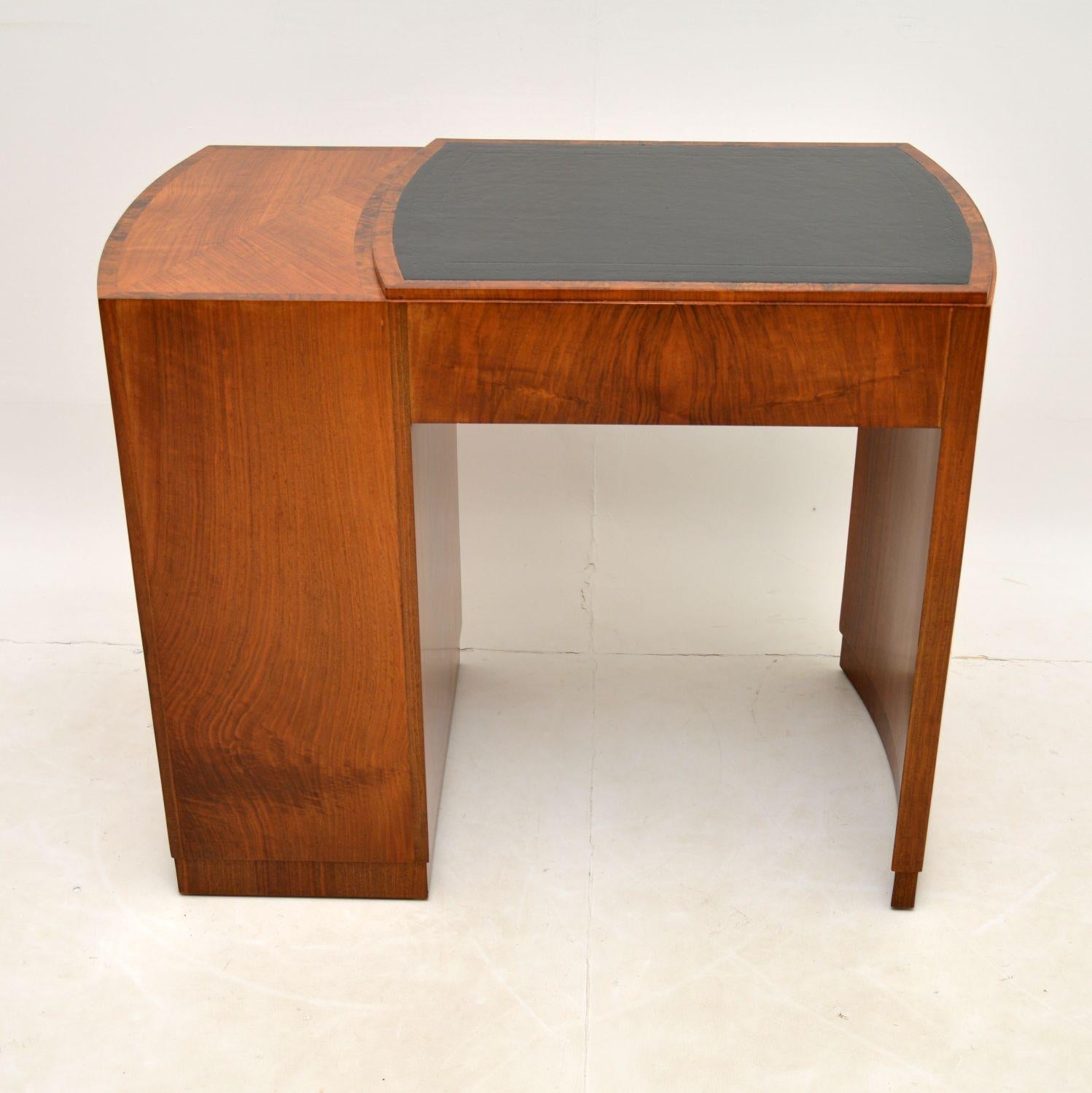 Art Deco Figured Walnut & Leather Desk 7