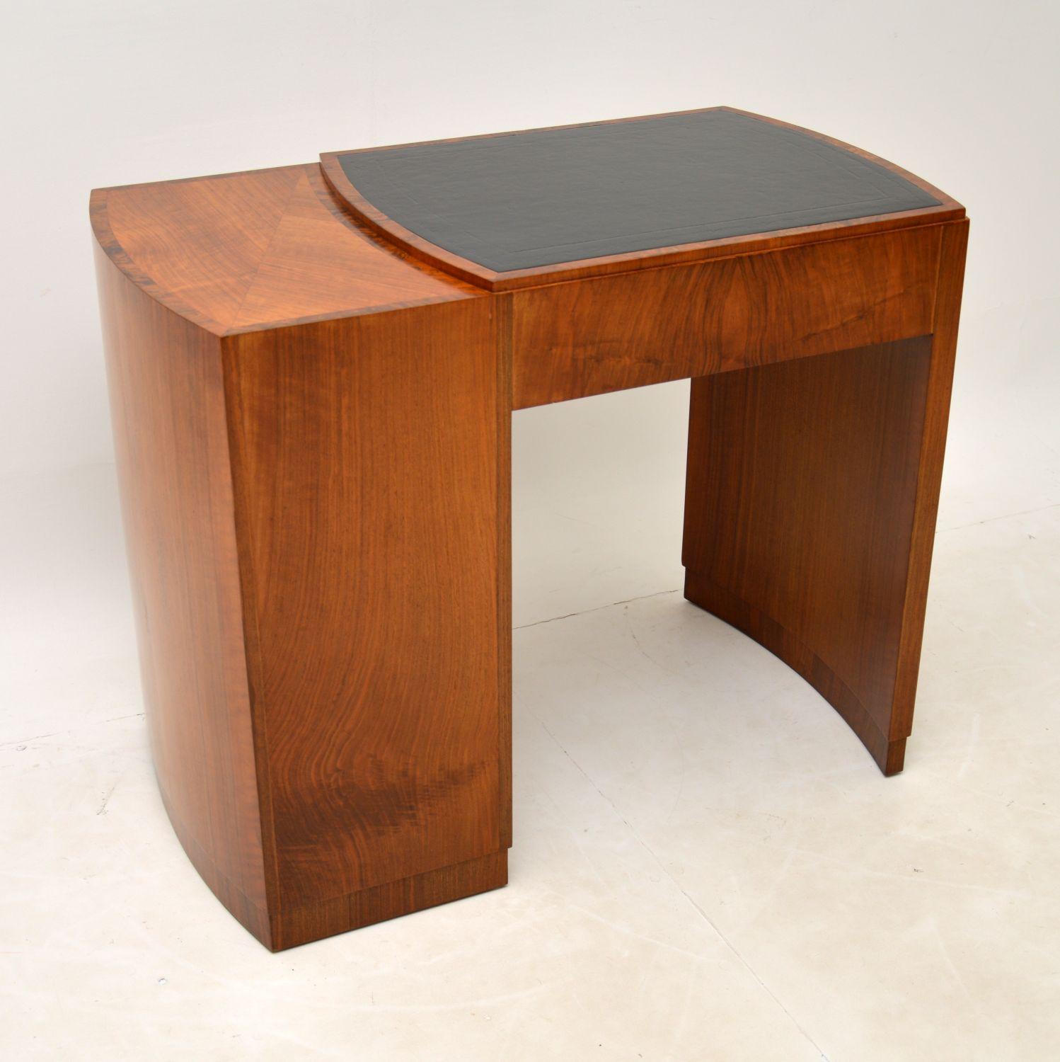 Art Deco Figured Walnut & Leather Desk 3