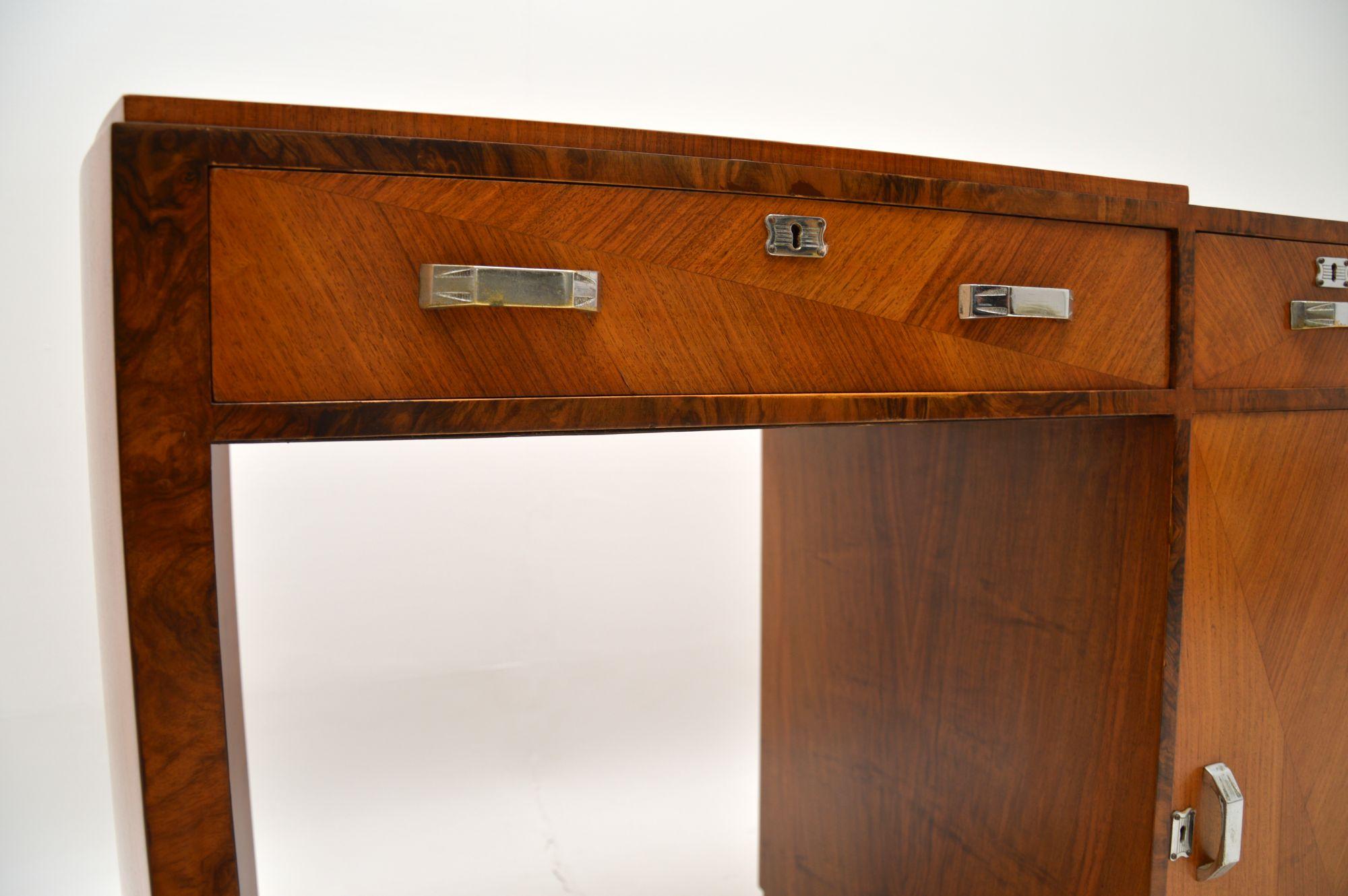 Art Deco Figured Walnut & Leather Desk 4