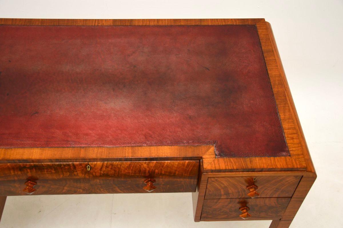 Art Deco Figured Walnut Leather Top Desk 5